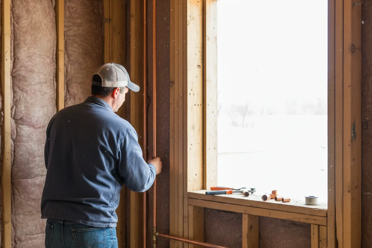 Licensed plumber running new copper supply lines in a Midland home