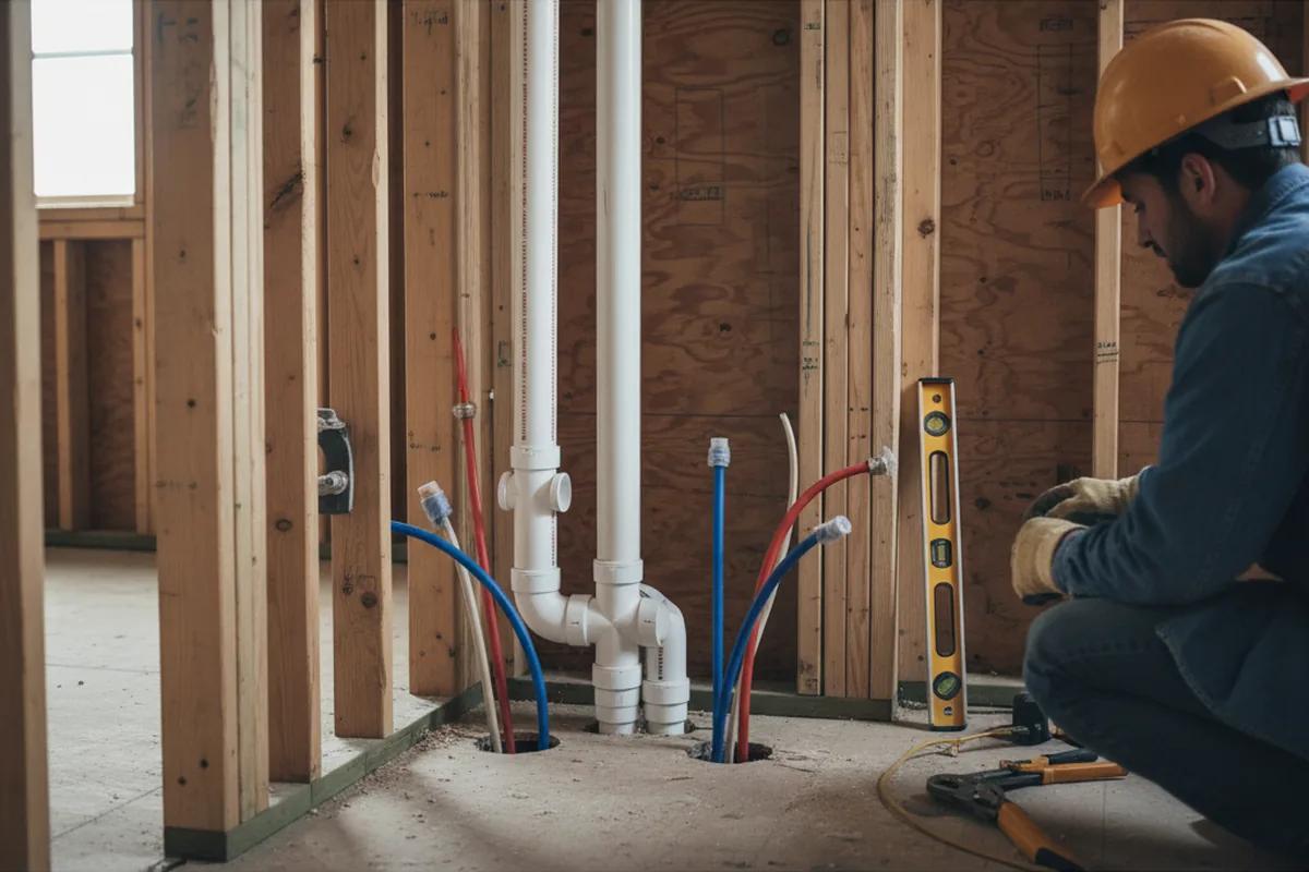 Drain and supply rough-in during Garbage Disposal Repair in Midland