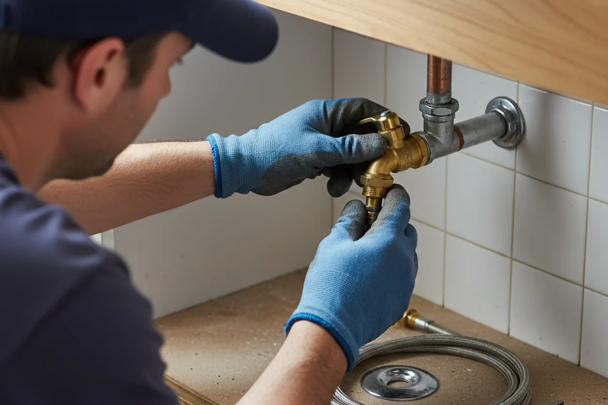 Shutoff valve and fitting work during Burst Pipe Repair in Midland